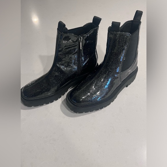 Sam Edelman Girls Black Glitter Laguna Chelsea Boot Combat Sz 4 New - Picture 4 of 7